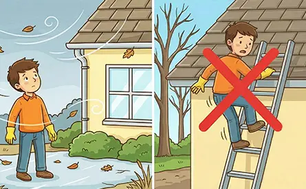 「下から見るだけ」に留め、屋根の上には絶対に登らないでください。