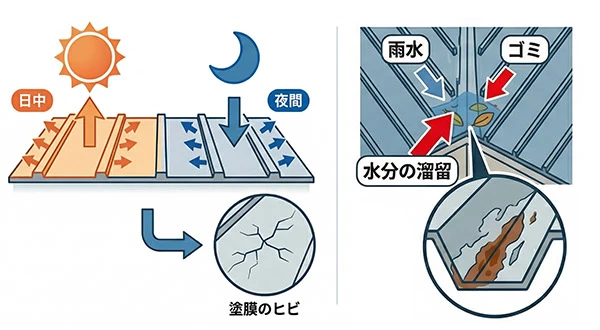金属屋根の劣化のメカニズム