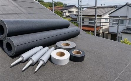 屋根工事で使う防水シートや防水テープ、シーリング材