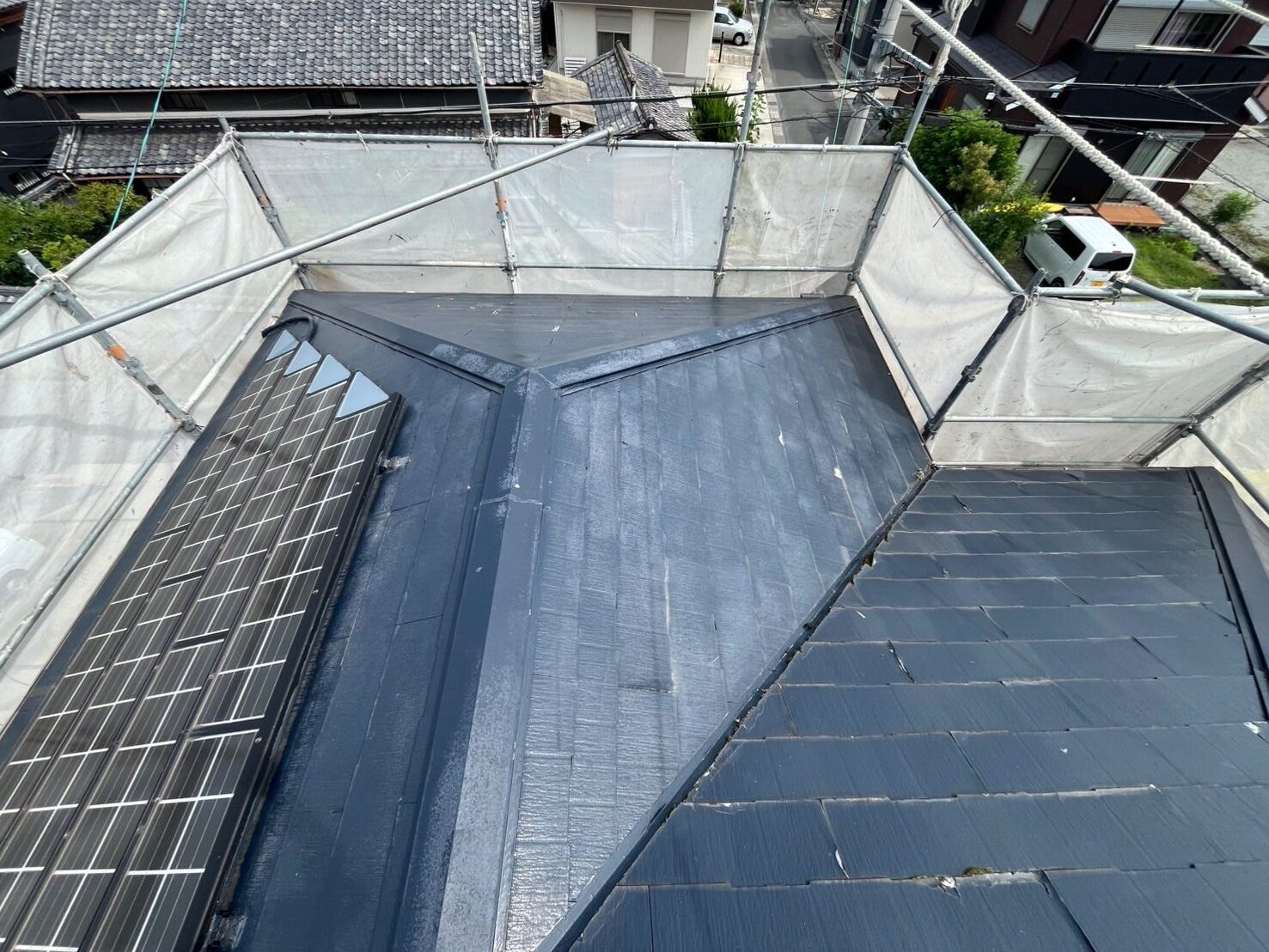 【施工前】下屋と谷板金まわりの状態